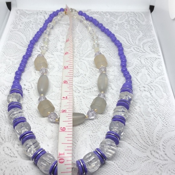 Vintage bundle lot 2 lucite clear/frosty necklaces retro glam statement look - Picture 5 of 5